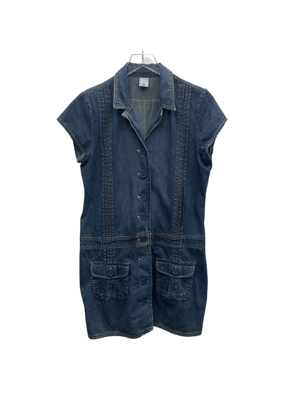Old Navy Size Small Denim Button Front Shirtdress With Tucks 100% Cotton